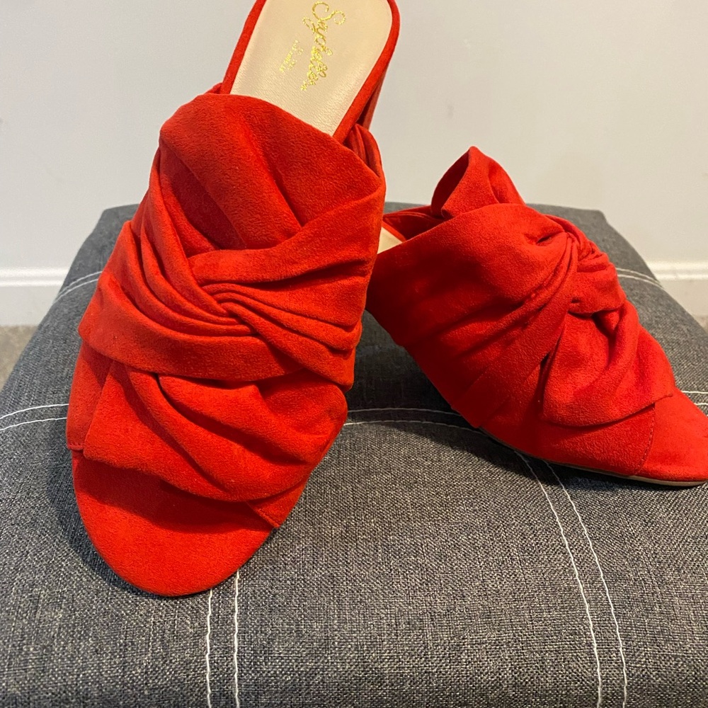 Seychelles block heel Stylish Red Women's Mules
